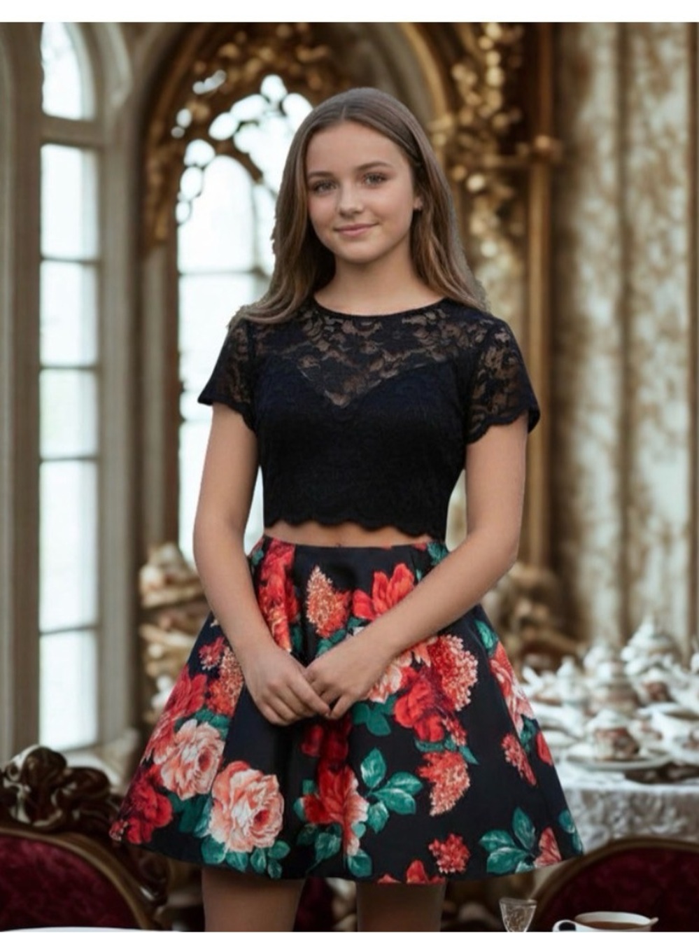 2 Piece Floral Dress